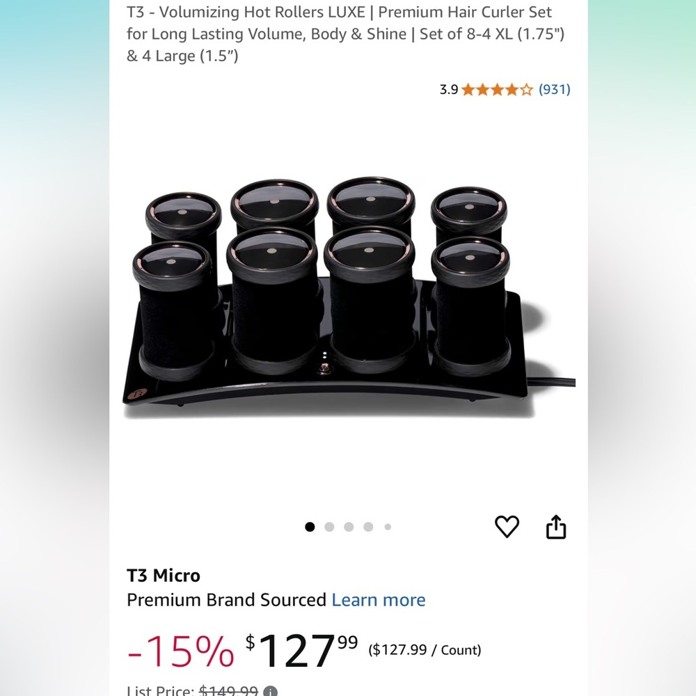 T3 Volumizing Hot Rollers Luxe set of 8